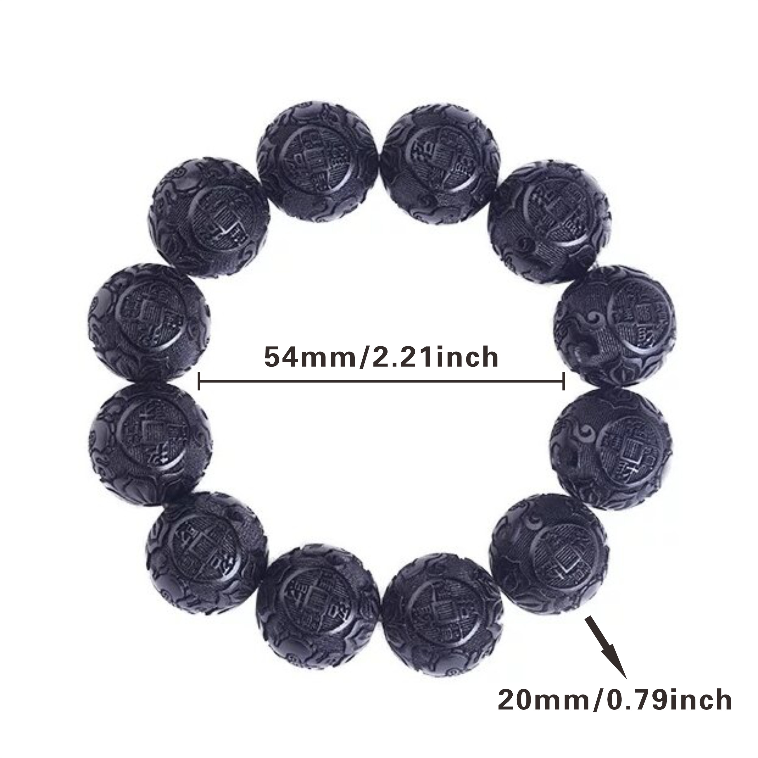 20mm Wooden Beads Bracelet Prosperity Charm Jewelry Chinese Gift